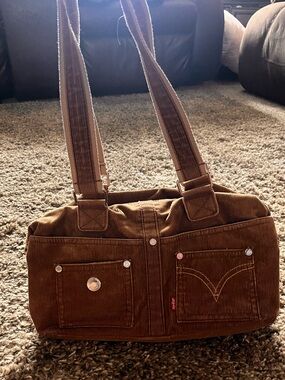 Vintage Levi's Corduroy Shoulder Bag with Classic Red Levi’s Logo and Design